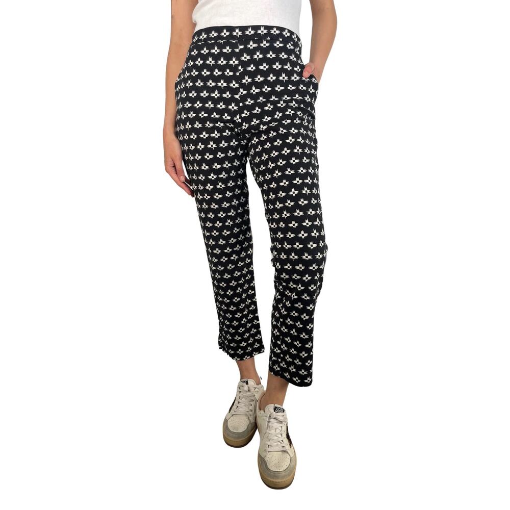 Bimba y Lola Black and White Geometric Pattern Trousers Size EU 38/ US 6